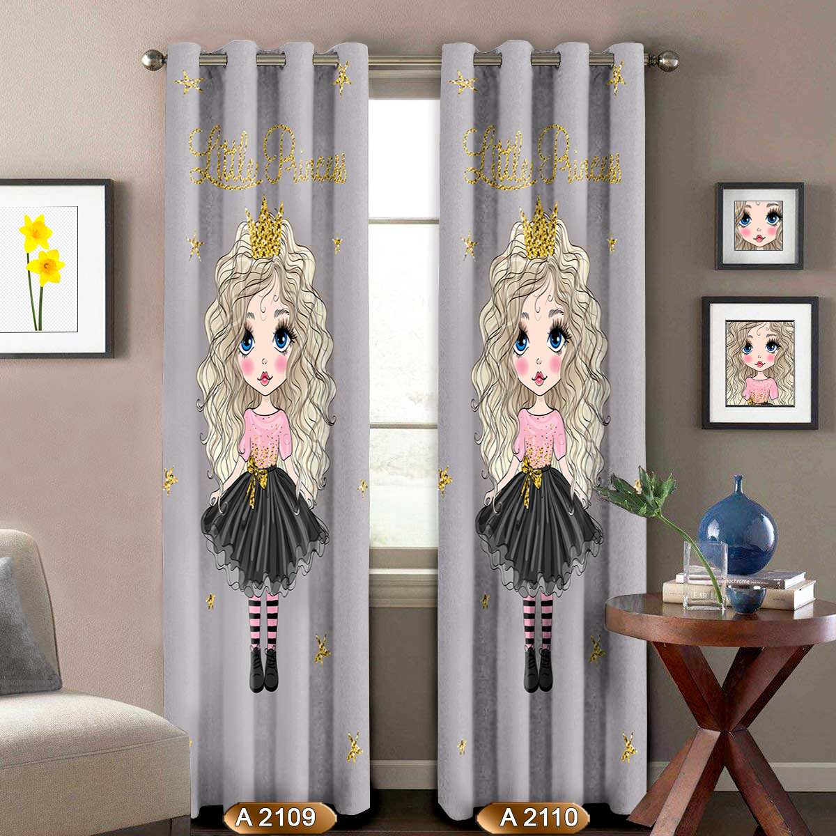 پرده اتاق کودک دخترانه مدل A2109_A2110 T
