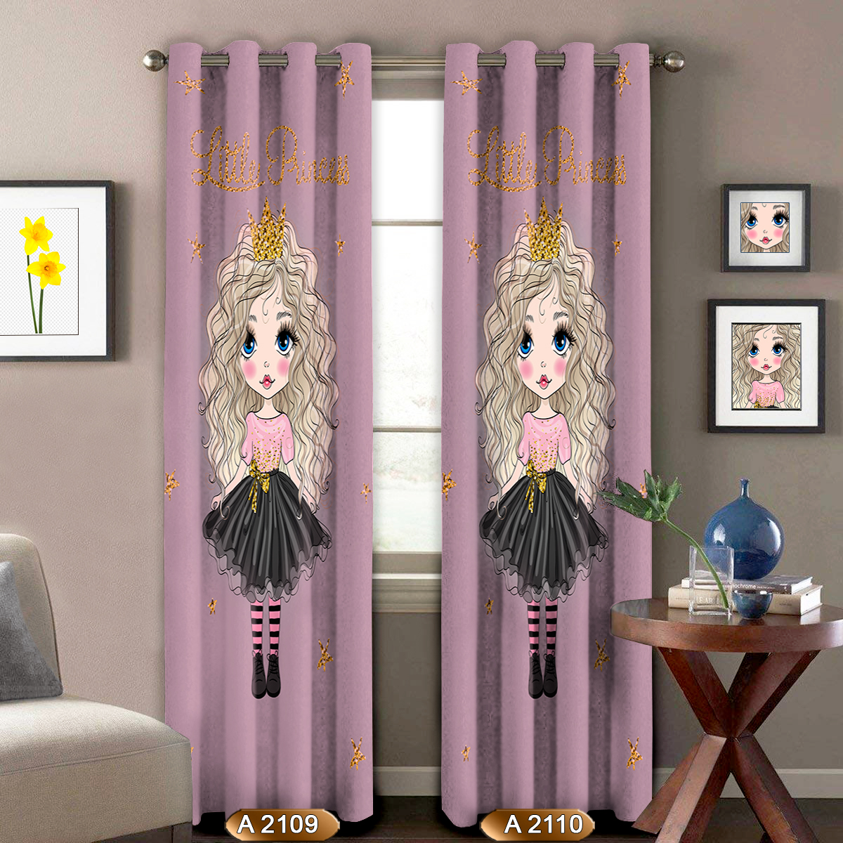پرده اتاق کودک دخترانه مدل A2109_A2110 S